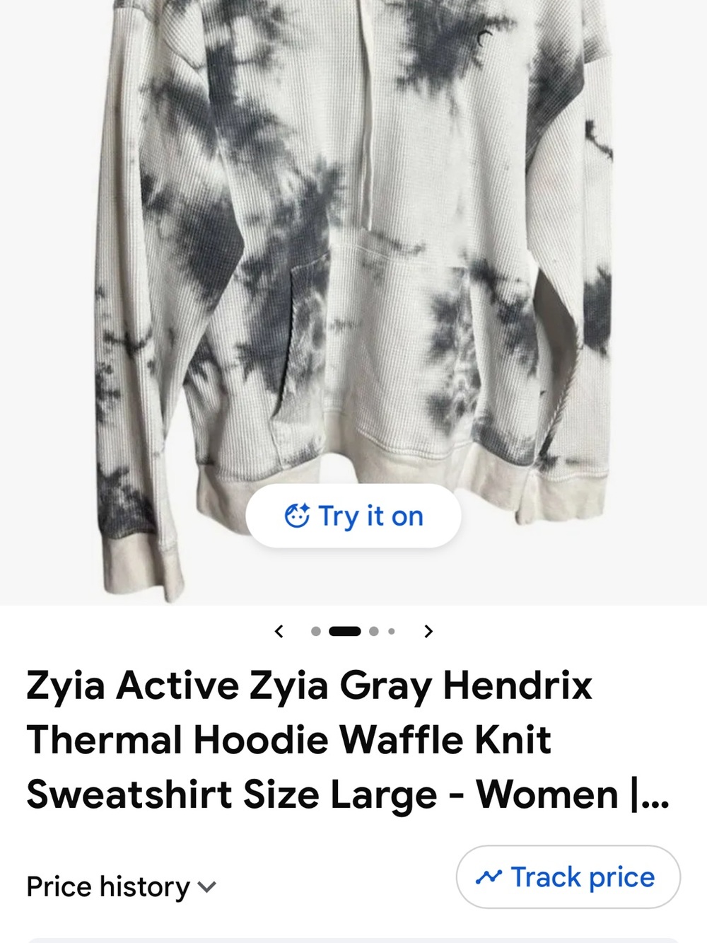 ZYIA Waffle Knit Tie-Dye Hoodie - Gray and White